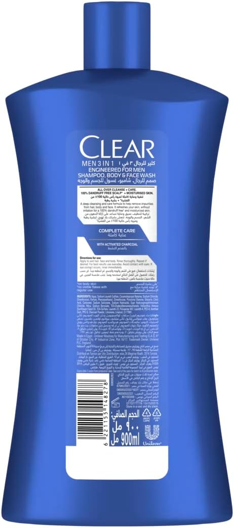 كلير للرجال 3 في 1 للشعر والجسم والوجه 900 مل