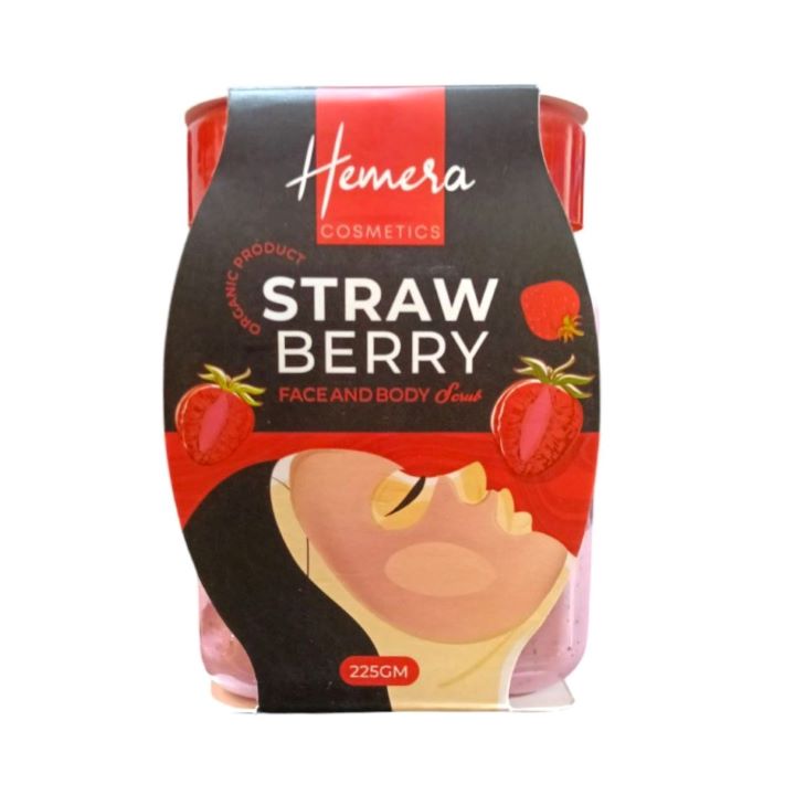 Hemera Face and Body Scrub, Strawberry, 225g