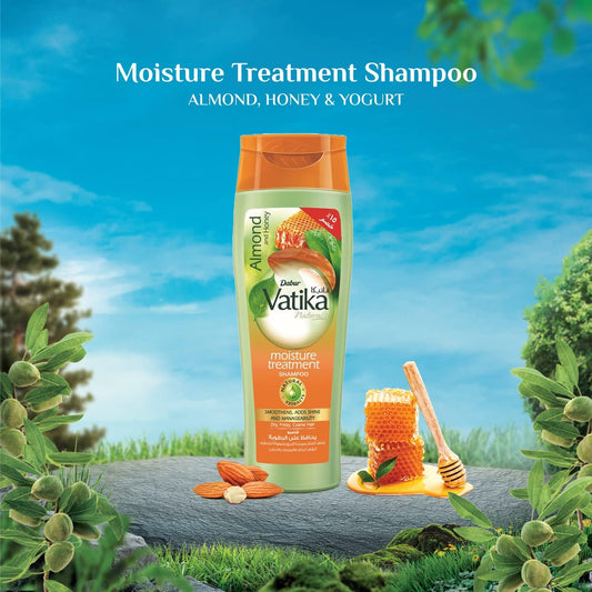 شامبو فاتيكا ناتشورالز المُرطِّب (360 مل) + خصم 15% | خلاصة طبيعية من اللوز والعسل | يُعزِّز لمعان الشعر ونعومته وسهولة تسريحه | للشعر الجاف والمُجعَّد والخشن