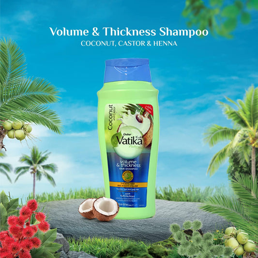 Vatika Naturals Volume & Thickness Shampoo 600 ml | Natural Extracts of Coconut & Cactus | For Normal Thin & Limp Hair