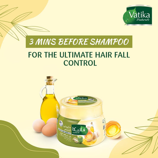 Vatika Hair Fall Control Hair Mayonnaise (500mL) | Natural Extracts of Cactus, Garlic and Ghergir | Helps Weak and Falling Hair | Promotes Healthy Hair