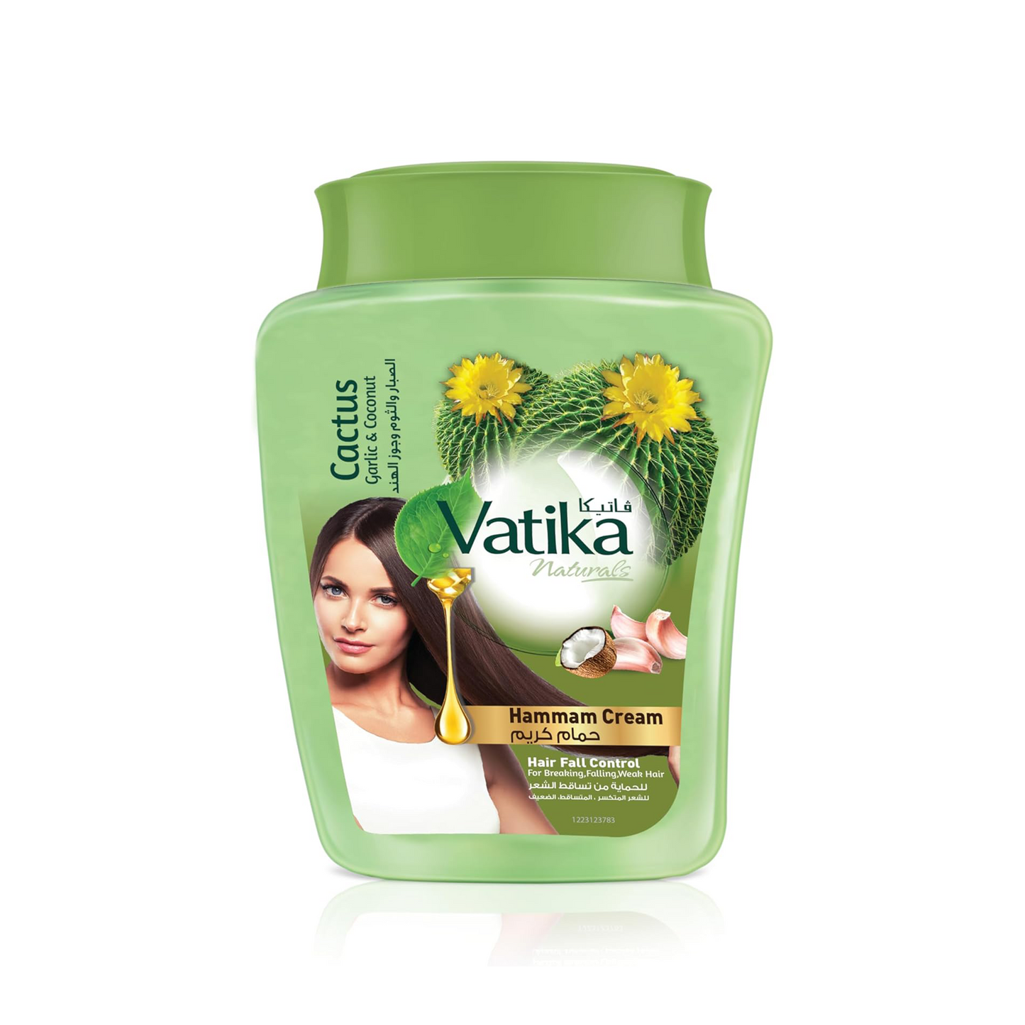Vatika Naturals Hair Fall Control Hammam Cream (900g) | Natural Extract of Garlic, Cactus and Coconut | Strengthens and Nourishes Weak Hair