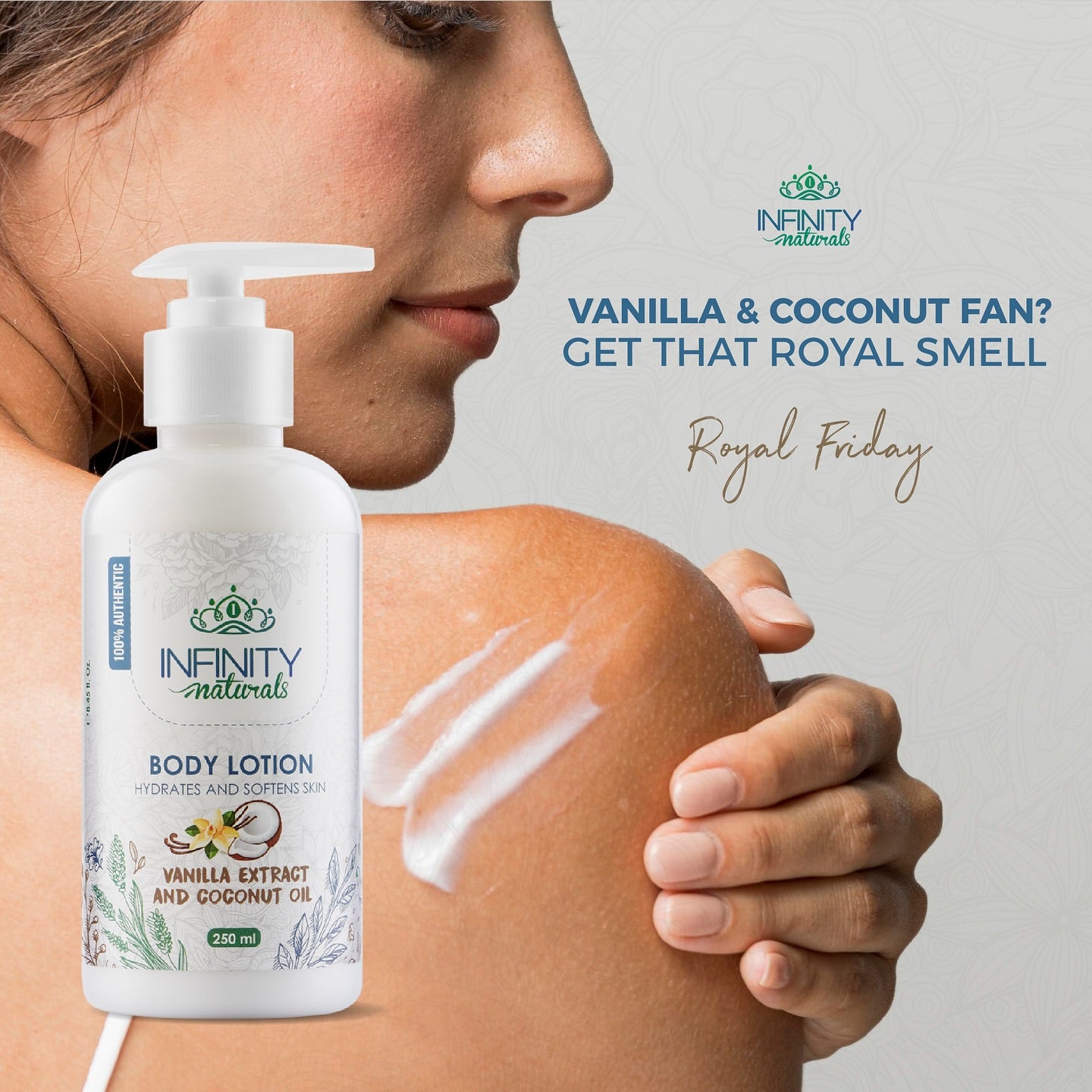 لوشن الجسم بزيت الفانيليا وجوز الهند من إنفينيتي ناتشورالز - 250 مل