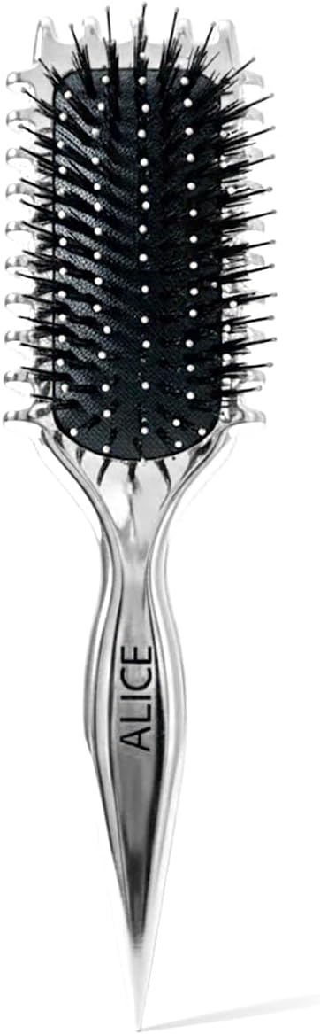 Alice Curly Hair Brush – Wet & Dry Detangler Styling Brush (Silver)