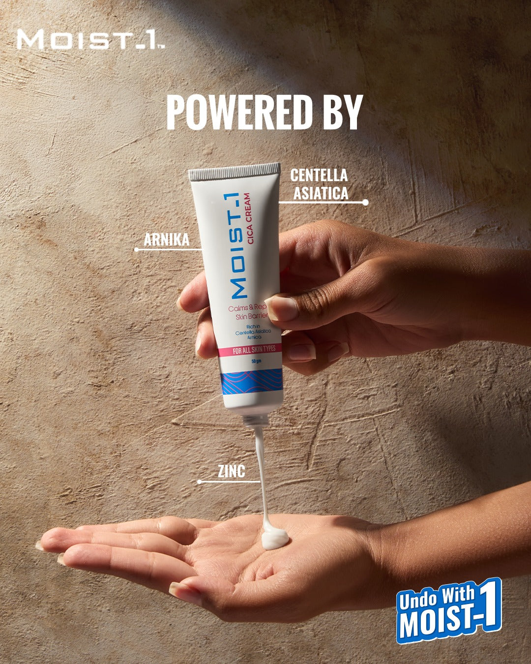 MOIST-1 CICA CREAM Calms & Repair Skin Barrier Rich in Centella Arnica FOR ALL SKIN TYPES 50 Gm