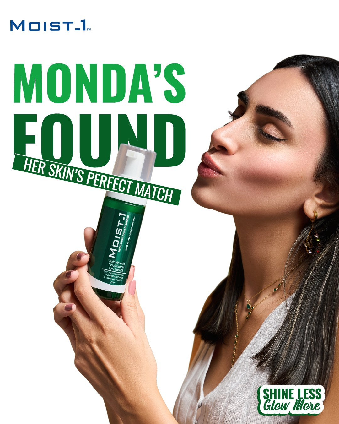 Moist-1 Hydrating Foam Cleanser Sensitive Oily &Combination Skin Salicylic Acid Niacinamide Tea Tree Oil-150Ml