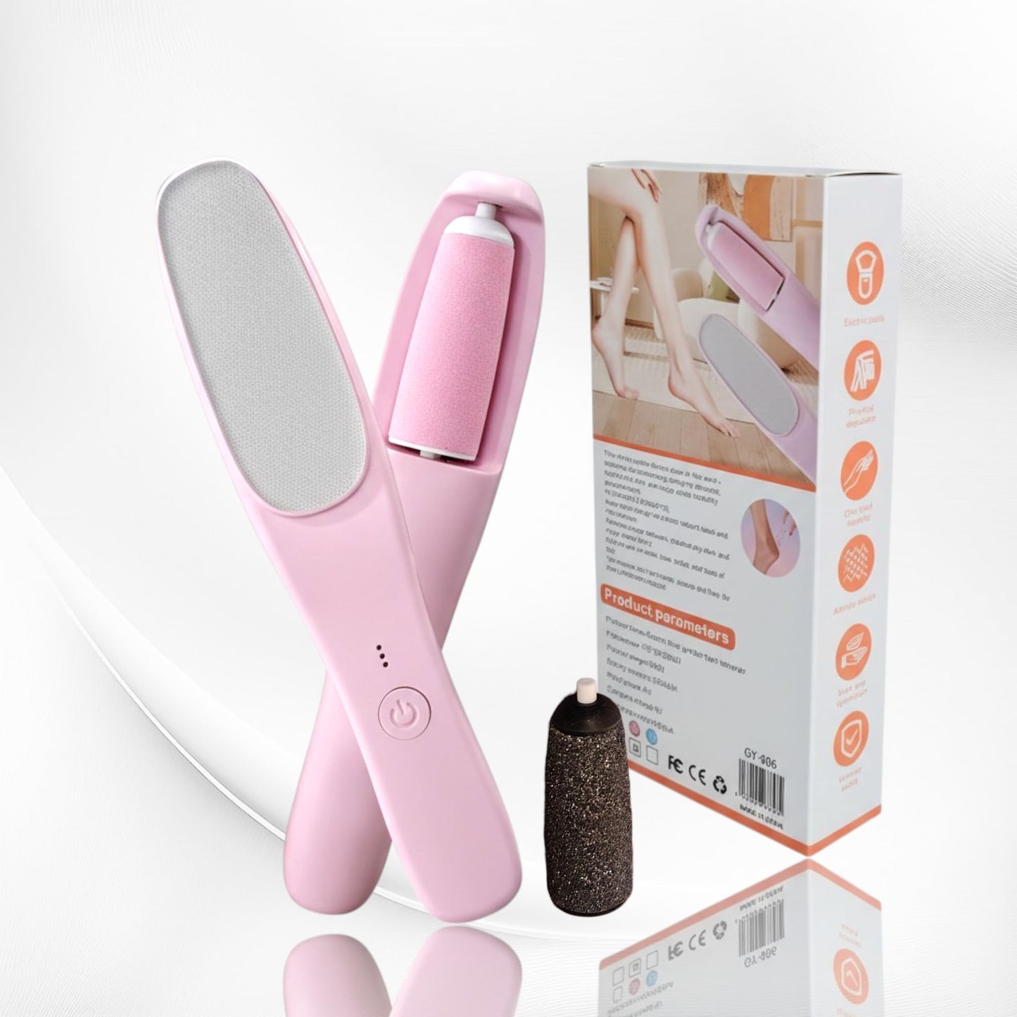 3 in 1 Electric Foot File and Hair Remover for Women, Pink Callus Remover with 360° Rotating Grinding Head, Dead Skin Remover for Feet Heels and Body, Rechargeable Epilator with 2 Roller Heads
