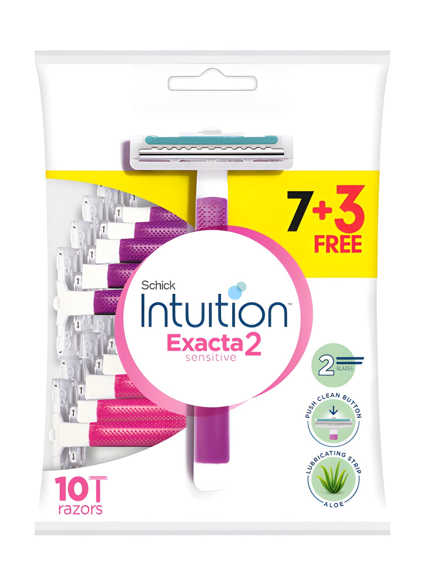Intuition Exacta 2 Sensitive Disposable Razor for Women, 7+3 Pack