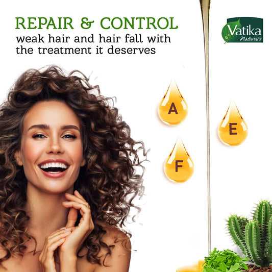 Vatika Naturals Hair Fall Control Oil Replacement Hair Cream (200ml) | Non-Sticky & Non-Greasy Leave-In Conditioner | For Weak & Breaking Hair | Cactus, Gergir, Vitamins A,E,F