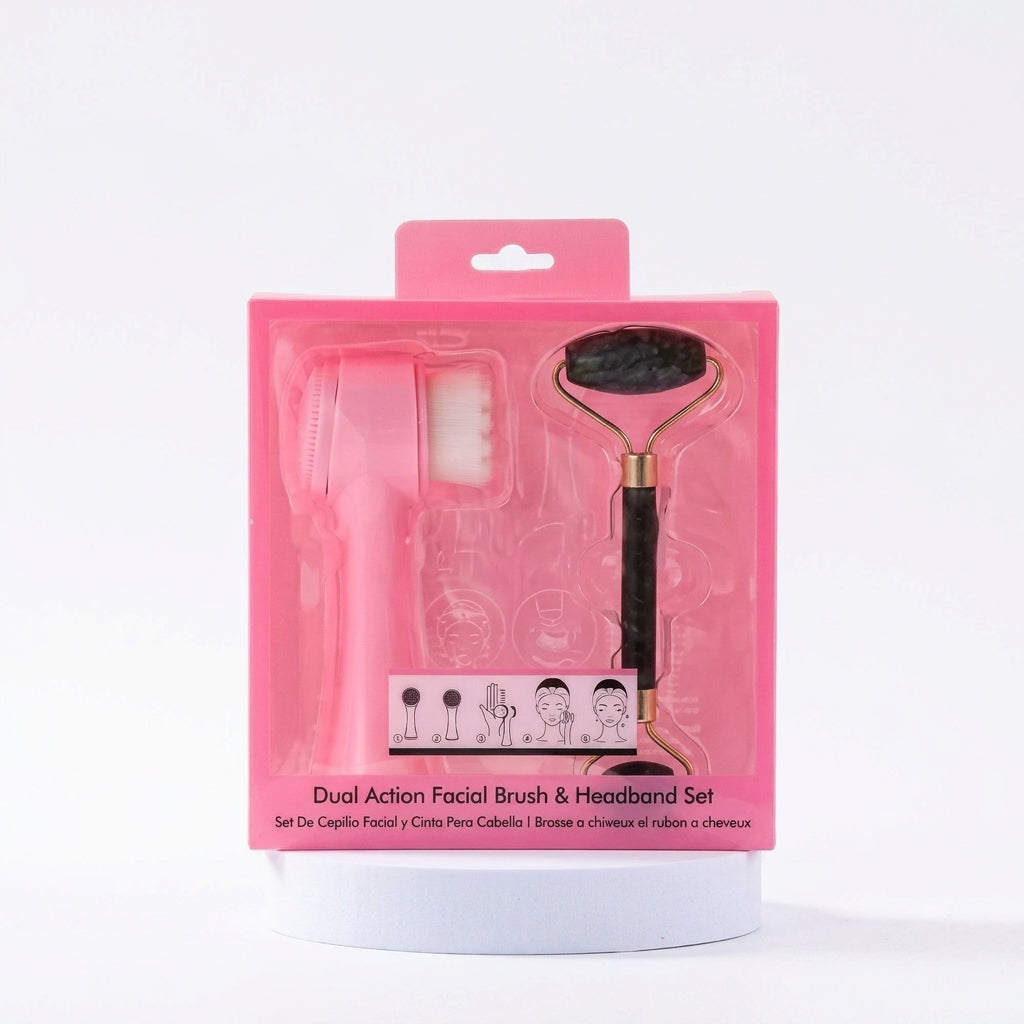 Maya Accessories Jade Roller with Double-Sided Silicone Facial Cleansing Brush