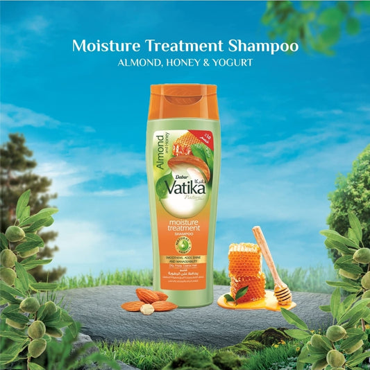 Vatika Naturals Moisture Treatment Shampoo (600mL) | Natural Extract of Almond and Honey | Promotes Shine, Smoothness and Manageability | For Dry, Frizzy and Coarse Hair