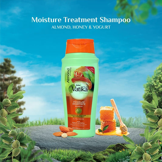 Vatika Naturals Moisture Treatment Shampoo (600mL) | Natural Extract of Almond and Honey | Promotes Shine, Smoothness and Manageability | For Dry, Frizzy and Coarse Hair