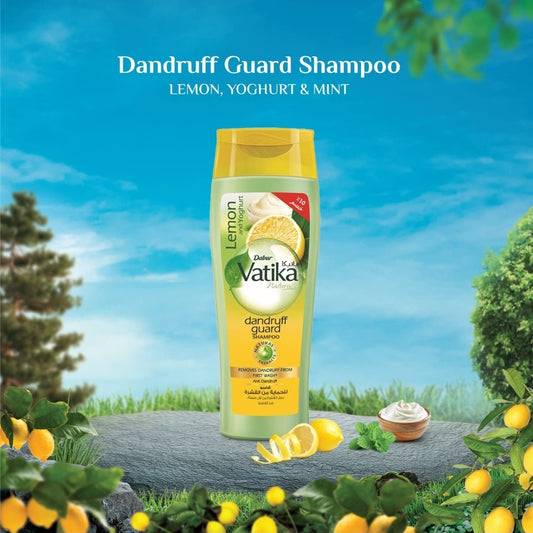 Vatika Naturals Dandruff Guard Shampoo Lemon and Yoghurt (360mL) + 15% OFF | with Natural Extracts Removes Dandruff From First Wash