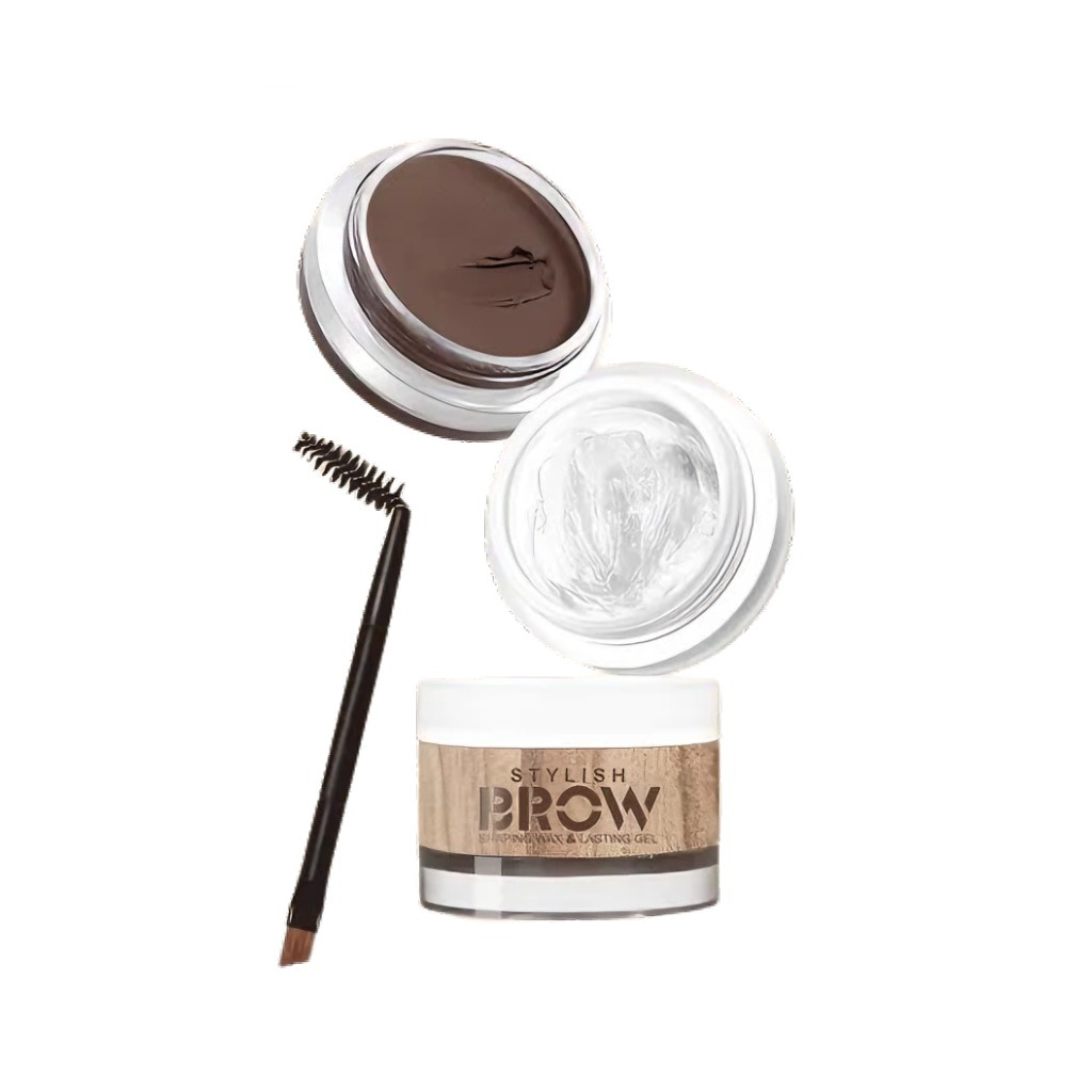 جل الحواجب وشمع التشكيل 2 في 1 باللون الوردي الذهبي - بني