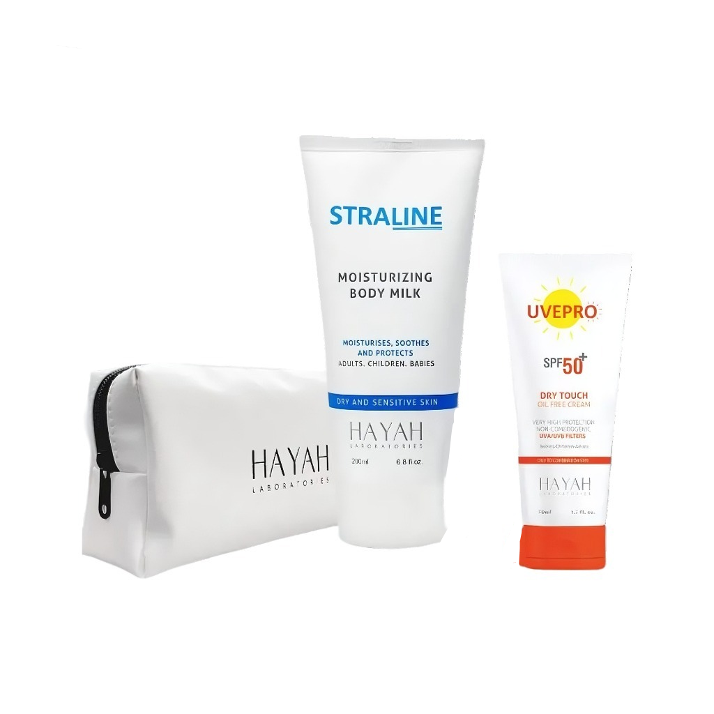 HAYAH SUMMER BAG ( Lightening ROLL ON + Moisturizing BODY MILK+UVEPRO DRY SUN)