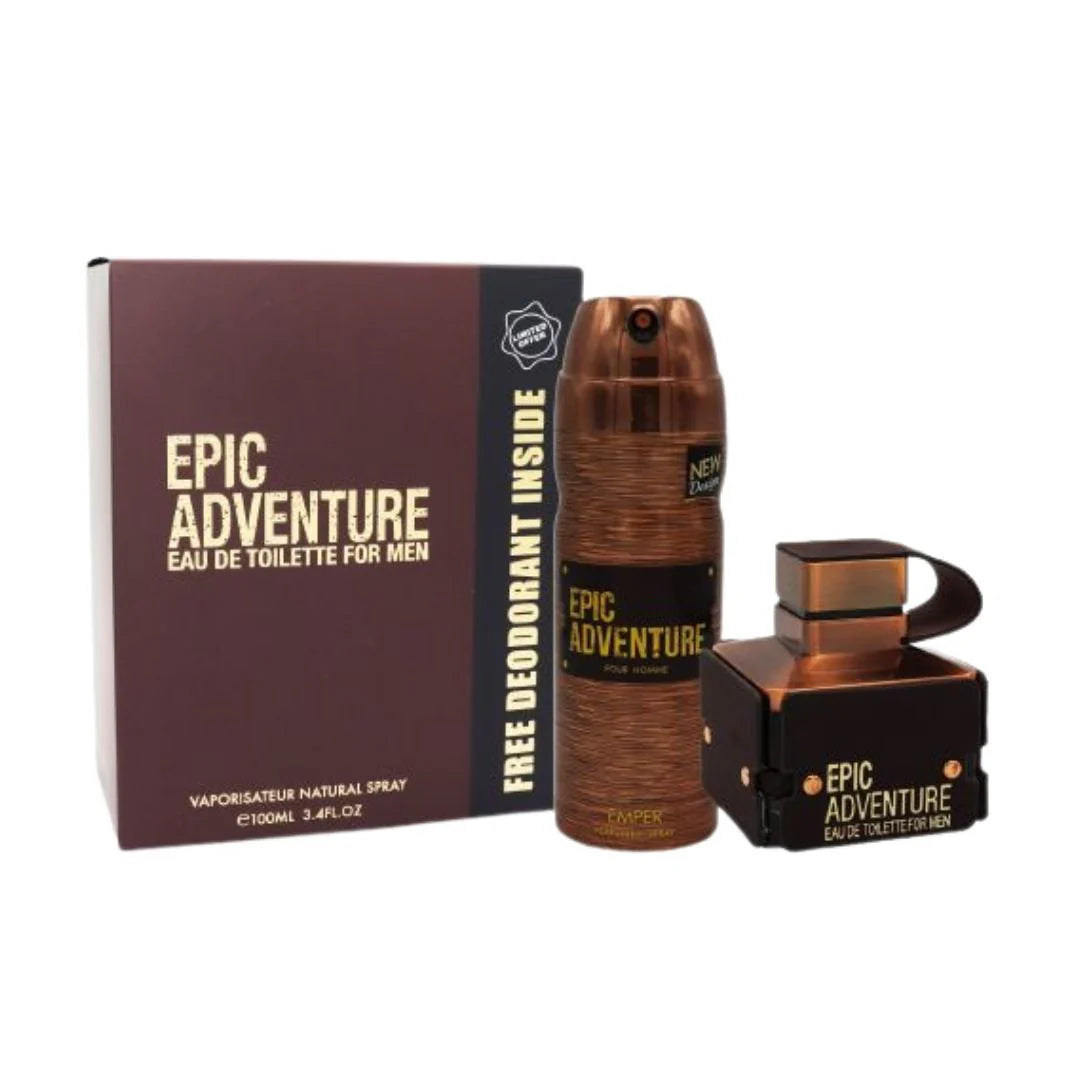 Amber Epic Adventure - Eau de Parfum for Men 100ml + Body Spray 200ml