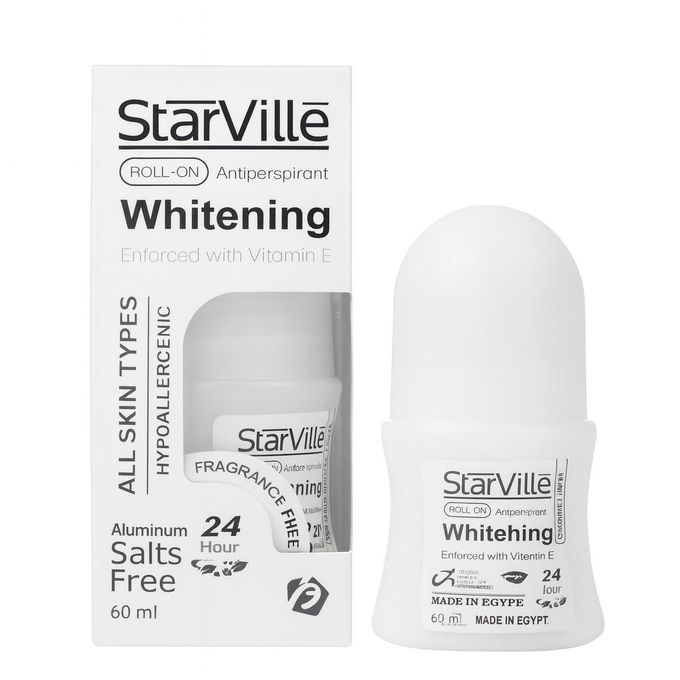 Starville White Roll-On Deodorant for Skin Lightening, Unscented, Safe and Suitable for Sensitive Skin
