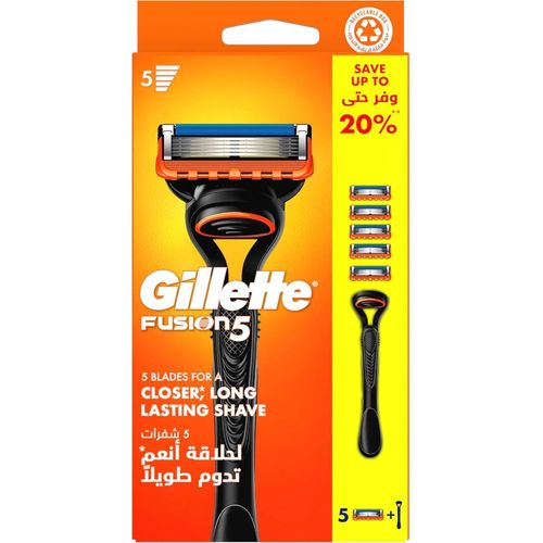 Gillette Fusion5 Men's Razor Handle With 5 Blades - SPECIAL OFFER
