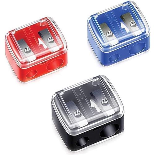 General Plastic Cosmetic Pencil Sharpener with Two Holes - Manual Geometric Sharpener for Eyebrow and Makeup Pencils