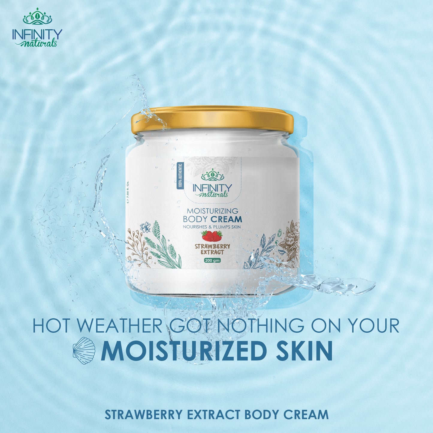 كريم مرطب للجسم من إنفينيتي ناتشورالز بخلاصة الفراولة - 250 جم