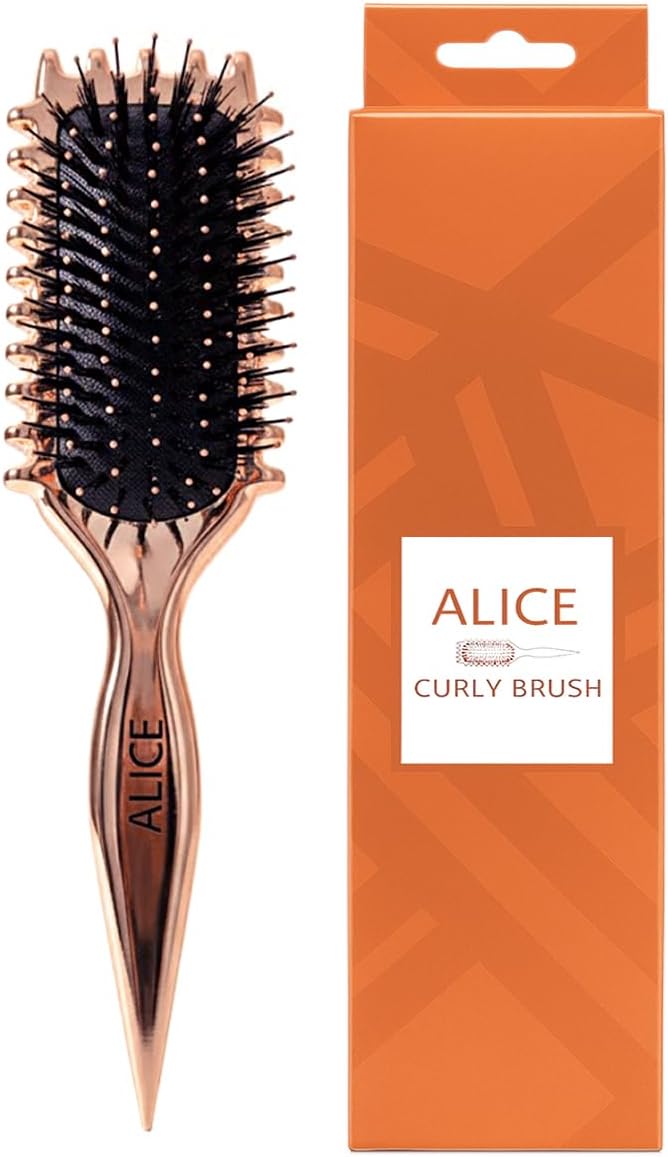 Alice Curly Hair Brush – Wet & Dry Detangler Styling Brush (Bronze)