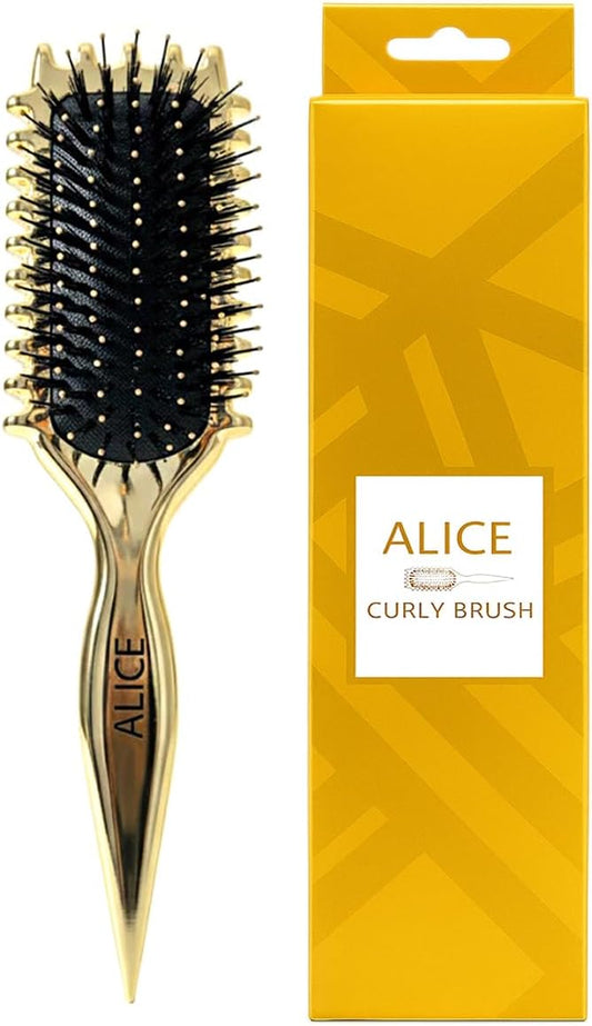 Alice Curly Hair Brush – Wet &amp; Dry Detangler Styling Brush (Golden)