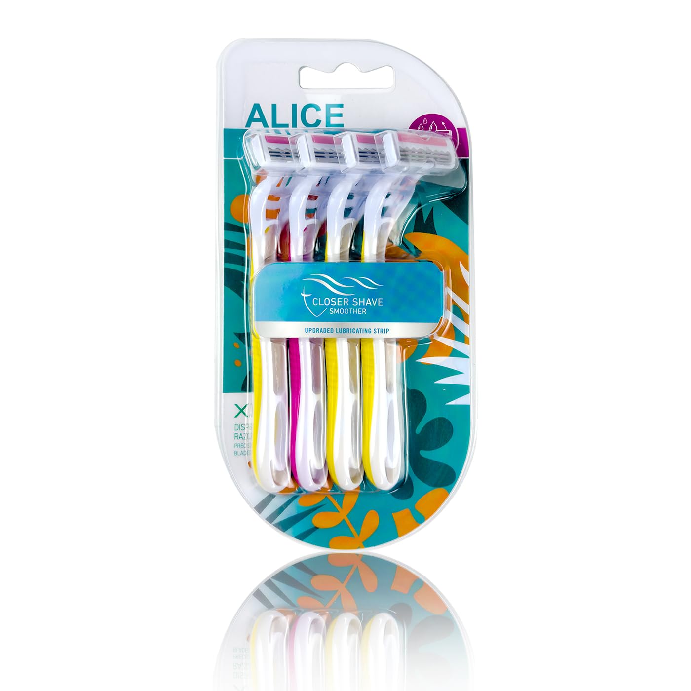 Alice Pure 3 Women's Razor – Triple Blade Shaver – Pack of 4 – Closer, Smoother Shave with Aloe & Vitamin E – For Legs & Body