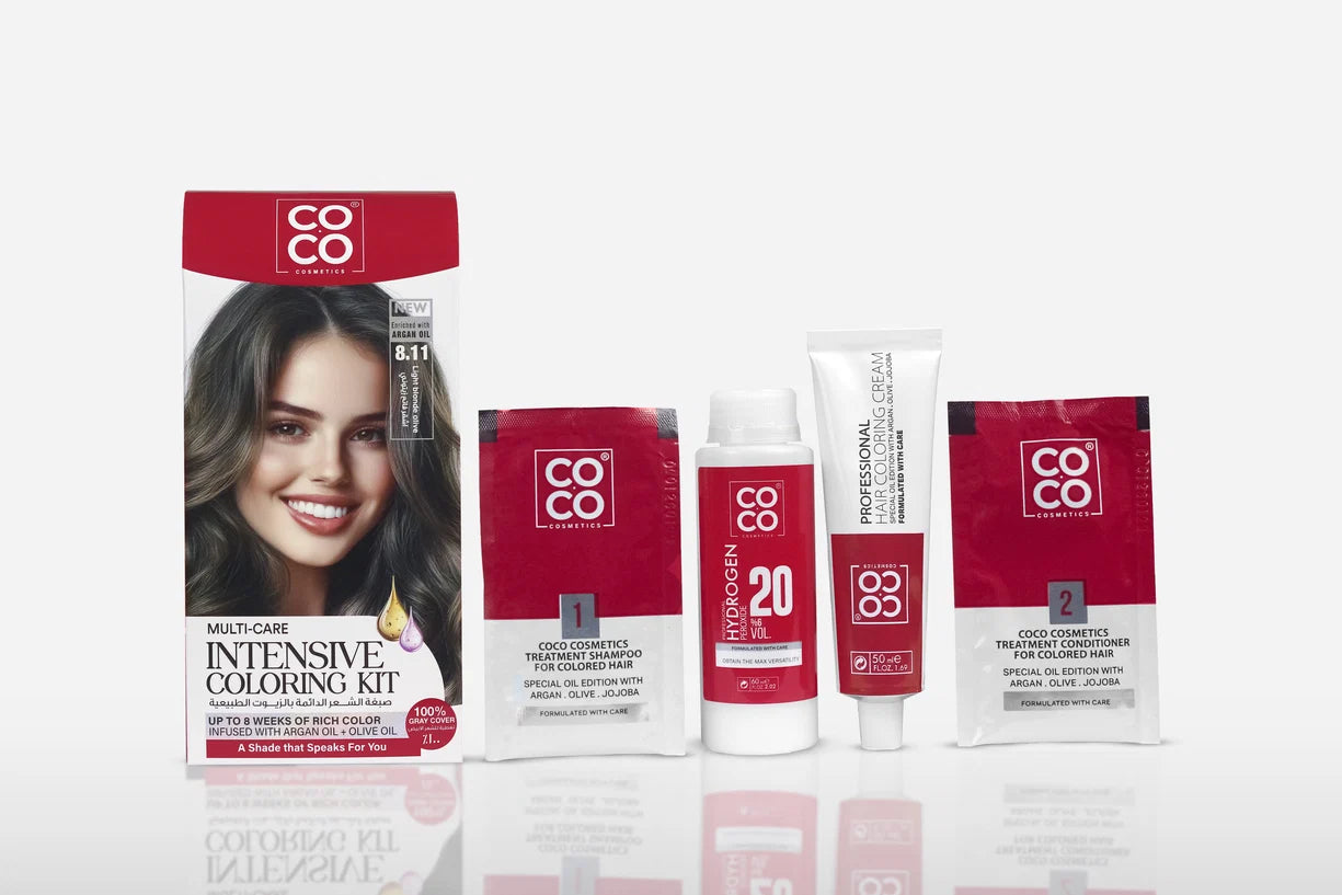 Coco Coloring Kit hair dye, light olive blonde shade number 8.11