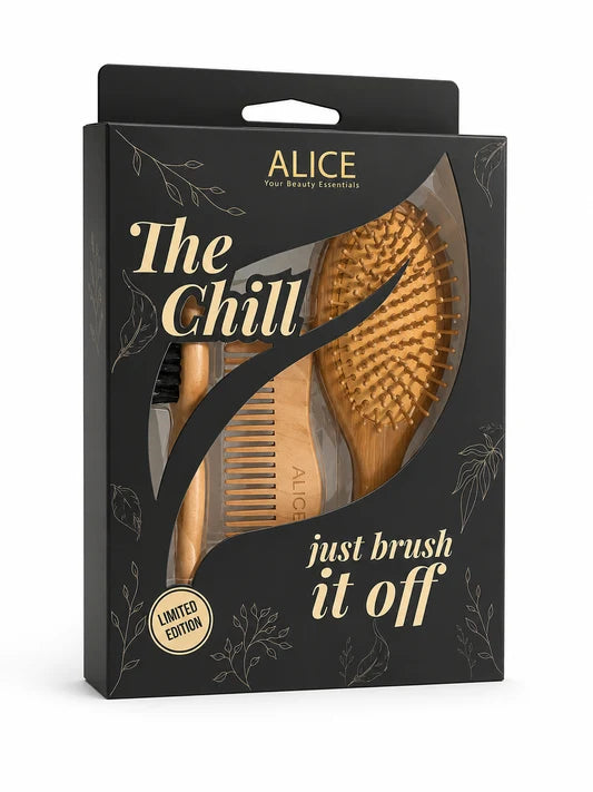 ALICE The Chill Limited Edition Hair Care Set, Natural Nail Wooden Brush