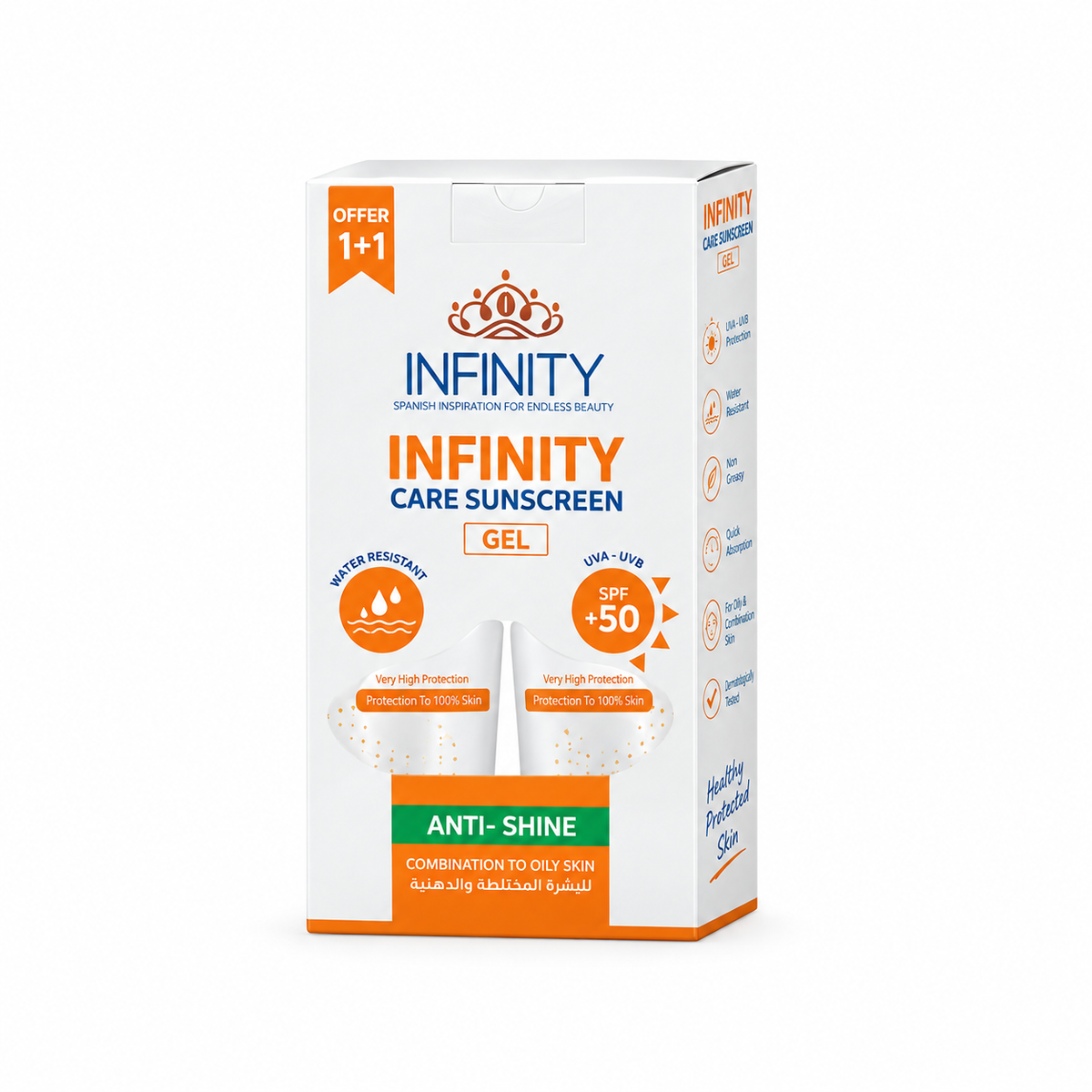 Infinity Care Sunscreen Gel for Combination to Oily Skin 60ml (1+1 Free)