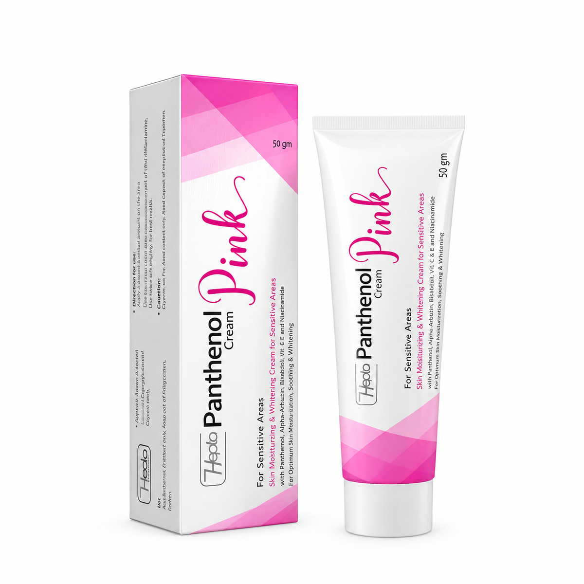 Hepta Panthenol Pink Cream – Whitening & Moisturizing Cream for Sensitive Areas -  Panthenol, Vitamin C&E, Alpha Arbutin, Niacinamide -50g