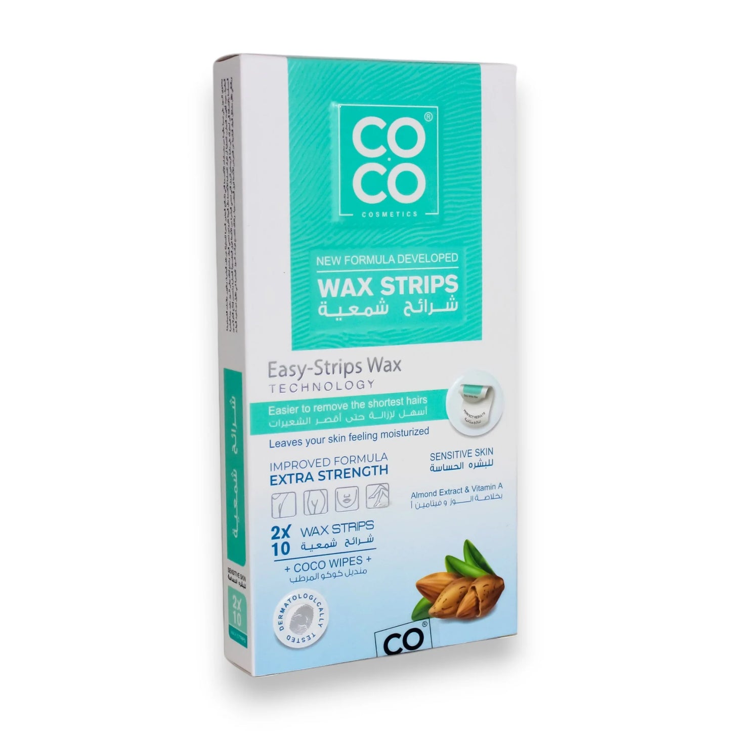 Coco Wax Hair Remover Wax Strips with Almonds, 10 Strips