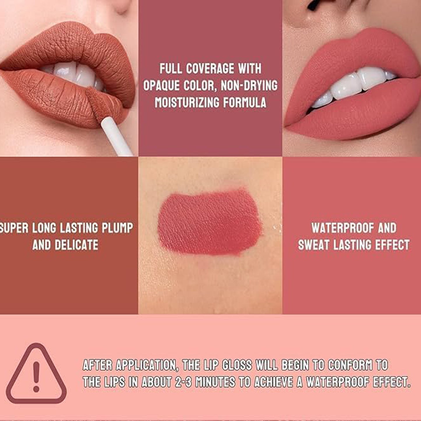 أحمر شفاه غير لامع للنساء، يدوم طويلاً، تغطية كاملة، ملمع شفاه سائل، غير لاصق، مقاوم للماء، لمسة نهائية ناعمة 