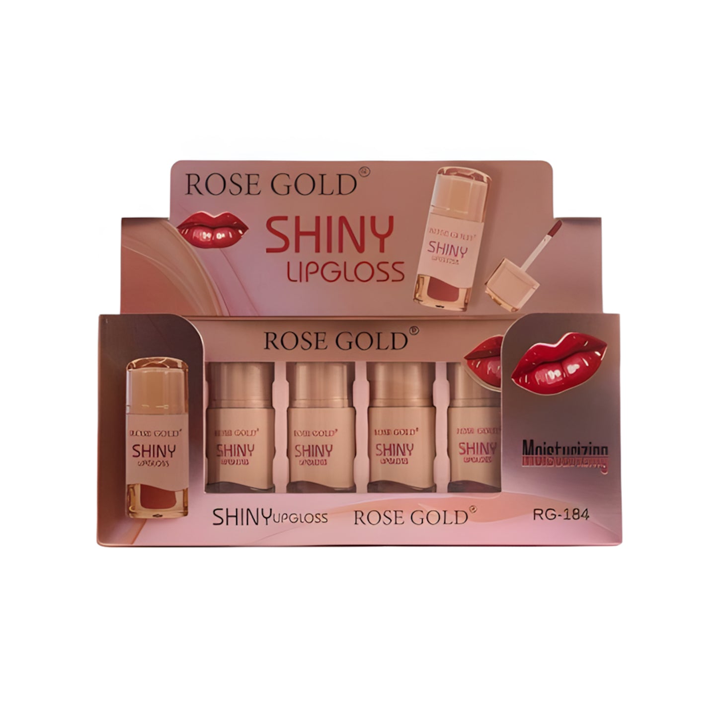 ملمع شفاه لامع باللون الذهبي الوردي