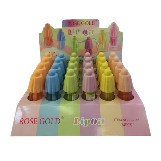 زيت الشفاه باللون الذهبي الوردي