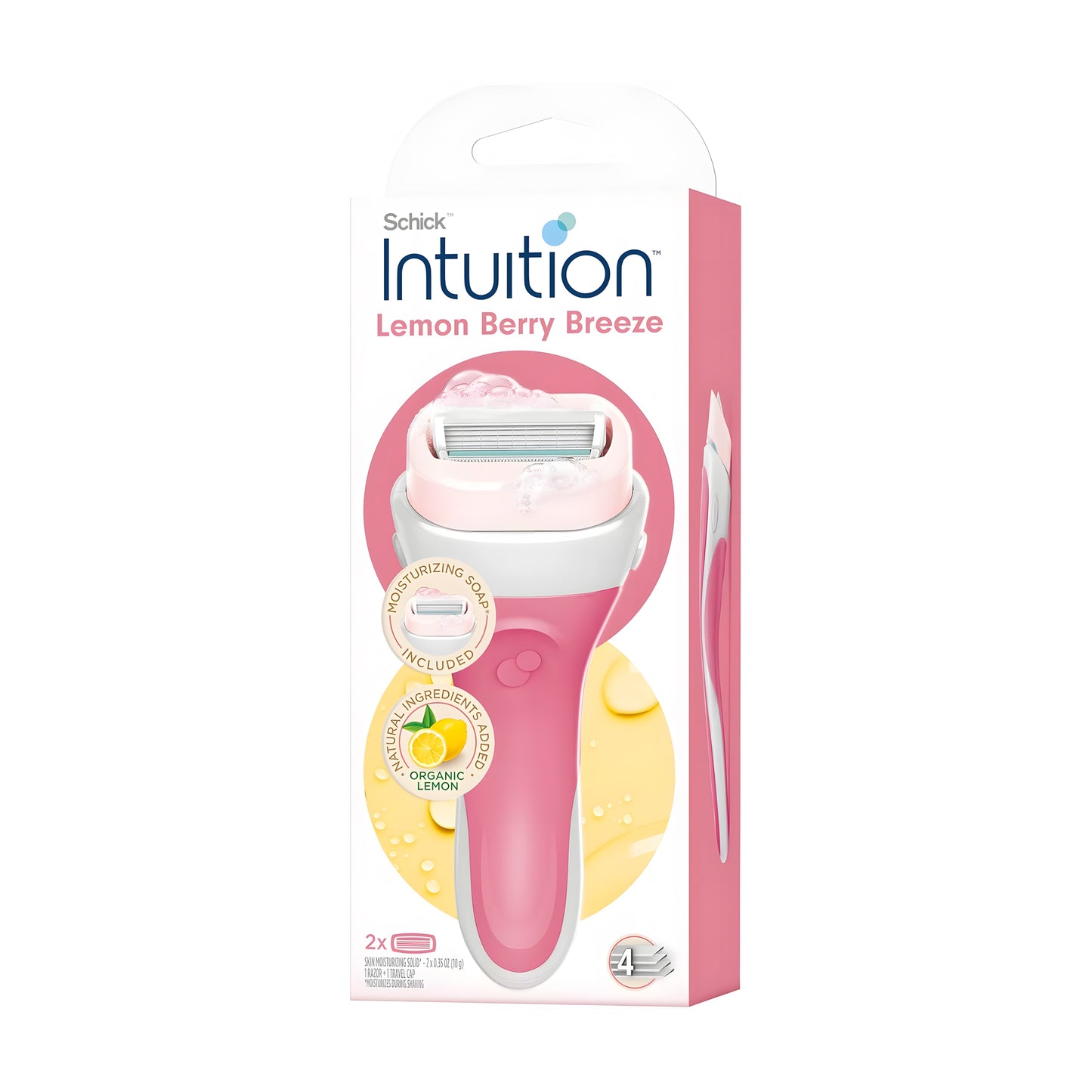 ماكينة حلاقة شيك إنتويشن بنكهة التوت الحمضي المنعش للنساء مع عبوتين إضافيتين 