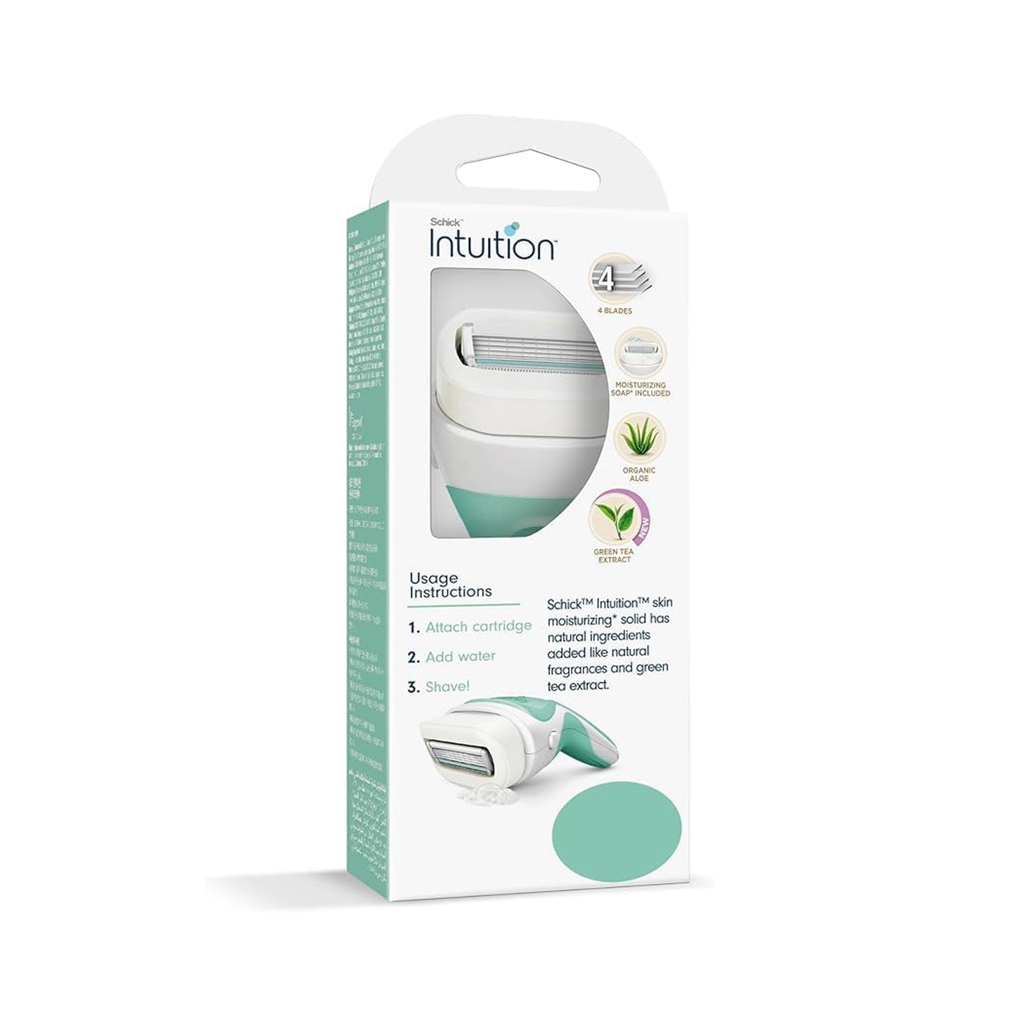 ماكينة حلاقة شيك إنتويشن للعناية الحساسة للنساء مع عبوتين إضافيتين لشفرات الحلاقة المرطبة بخلاصة الصبار الطبيعي 