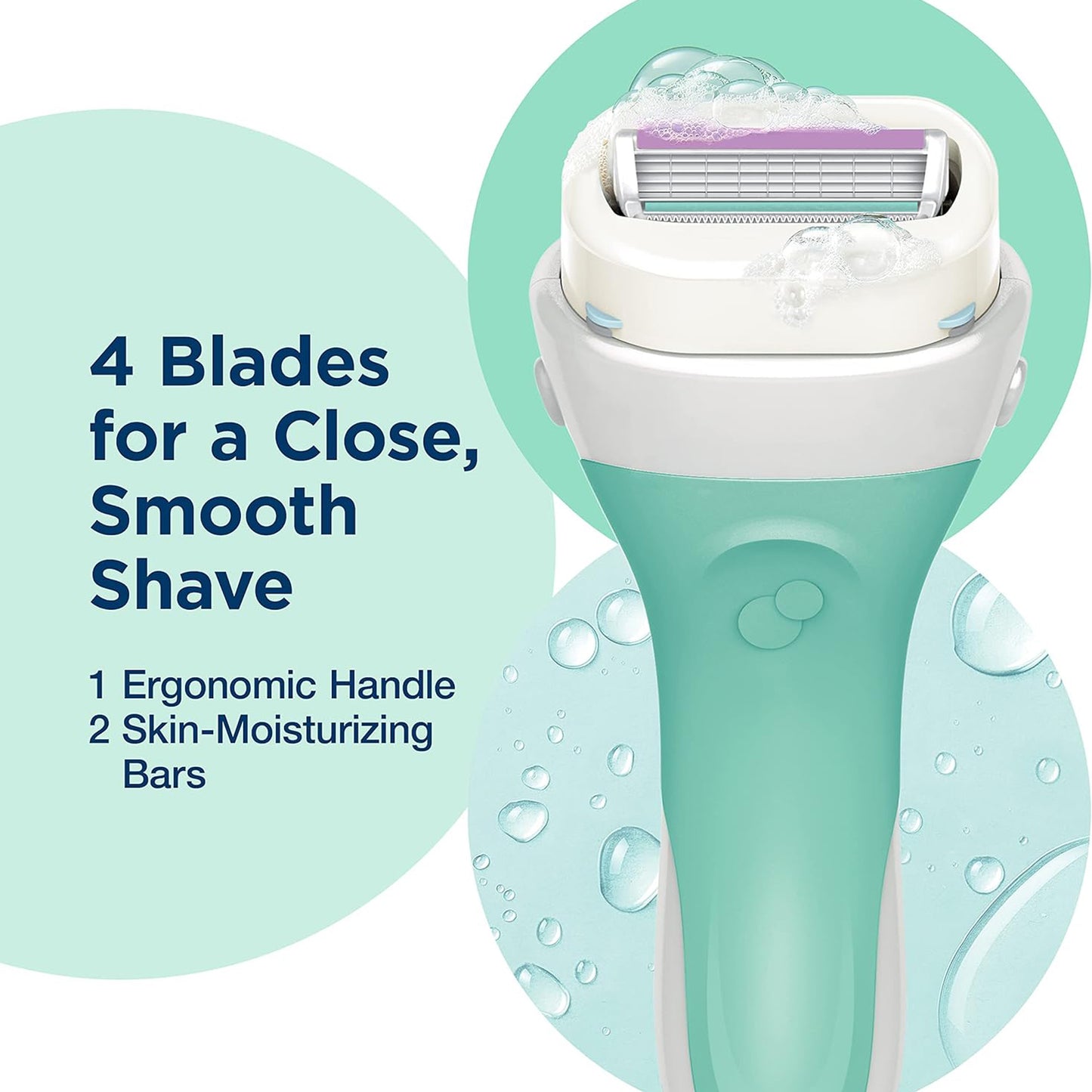 ماكينة حلاقة شيك إنتويشن للعناية الحساسة للنساء مع عبوتين إضافيتين لشفرات الحلاقة المرطبة بخلاصة الصبار الطبيعي 