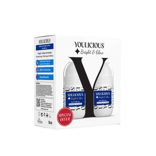 Youlicious Bright & Glow Deo Roll-On – 50 ML - Dermawhite complex-Lactic acid-Licorice root-Alpha arbutin- Whitens & Unifies Skin Tone - 48 hours protaction - Gentle on Skin - Soothing Formula