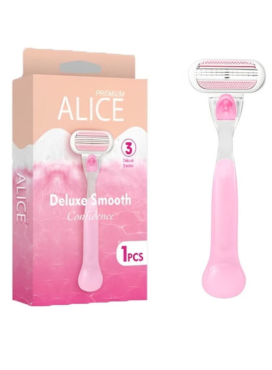 Alice - Razor For Women, Premium Alice, Deluxe Smooth, Pivoted Head, Confidence, Deluxe Blades, 1 Piece, Pink, For Combination Skin (Five Blade, Model - AS-23)