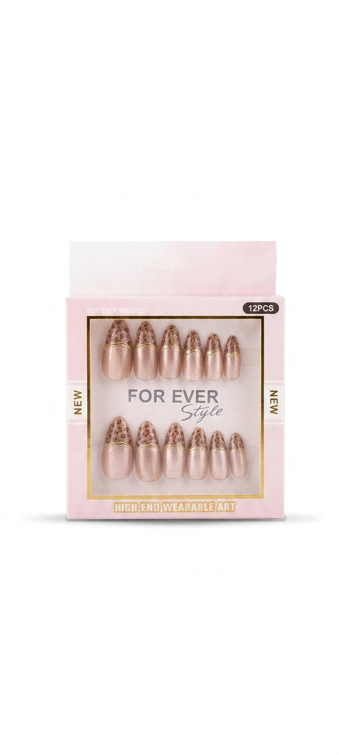 12 pieces of medium-sized acrylic false nails with one sheet of double-sided adhesive