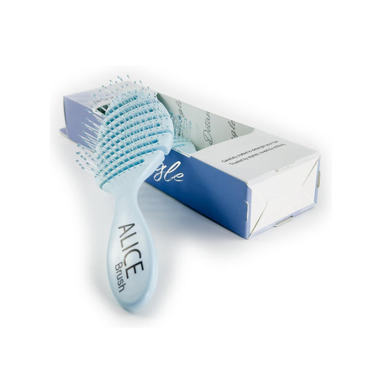 Alice Original Detangler Brush Collection – Curved Ergonomic Design with Soft Flexible Bristles – Pastel & Gradient Colors – For Wet & Dry Hair (light Blue)