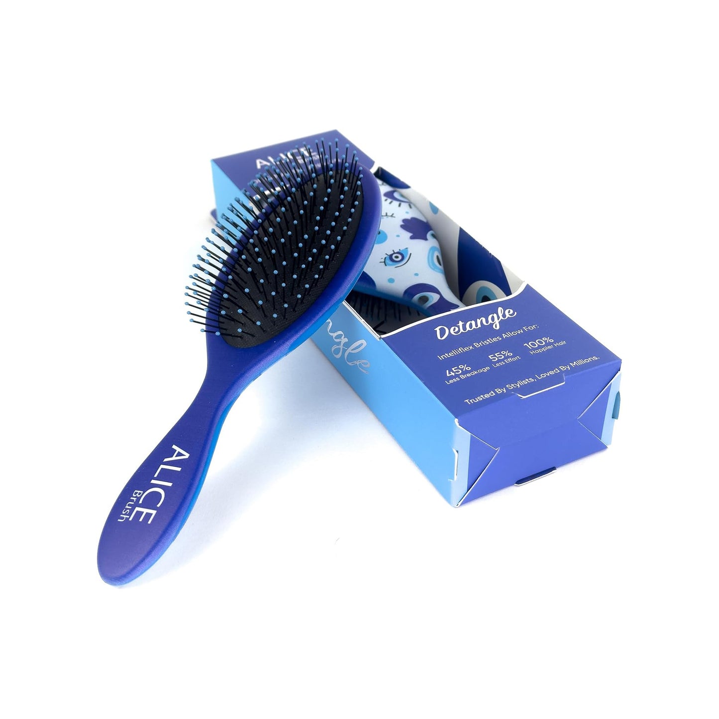 Alice Detangler Hair Brush Collection – Galaxy, Tropical & Gradient Designs – Soft Bristles, No-Pull Grip – For Wet & Dry Hair (Blue Eyes)
