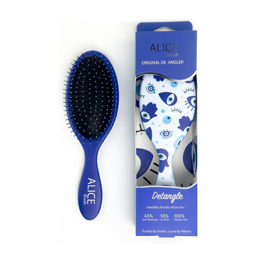 Alice Detangler Hair Brush Collection – Galaxy, Tropical & Gradient Designs – Soft Bristles, No-Pull Grip – For Wet & Dry Hair (Blue Eyes)