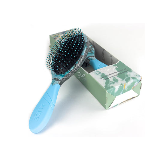 Alice Detangler Hair Brush Collection – Galaxy, Tropical & Gradient Designs – Soft Bristles, No-Pull Grip – For Wet & Dry Hair (light Blue)