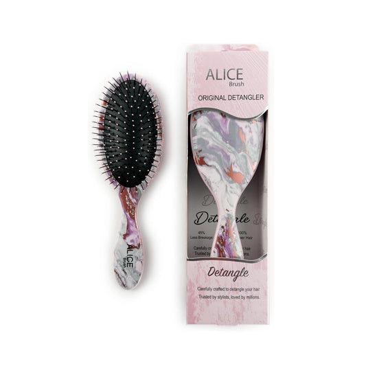 Alice Detangler Hair Brush Collection – Galaxy, Tropical & Gradient Designs – Soft Bristles, No-Pull Grip – For Wet & Dry Hair (Pink Ceramic)