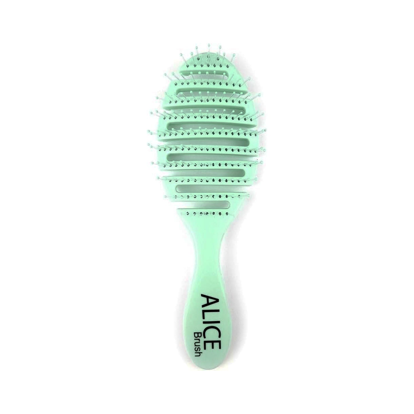 Alice Original Detangler Brush Collection – Curved Ergonomic Design with Soft Flexible Bristles – Pastel & Gradient Colors – For Wet & Dry Hair (Mint Green)