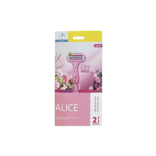 Alice Razor for Women – Set of 2 Body Shavers – Triple Stainless Blades, Flexible Head – Light Pink – For Sensitive Skin