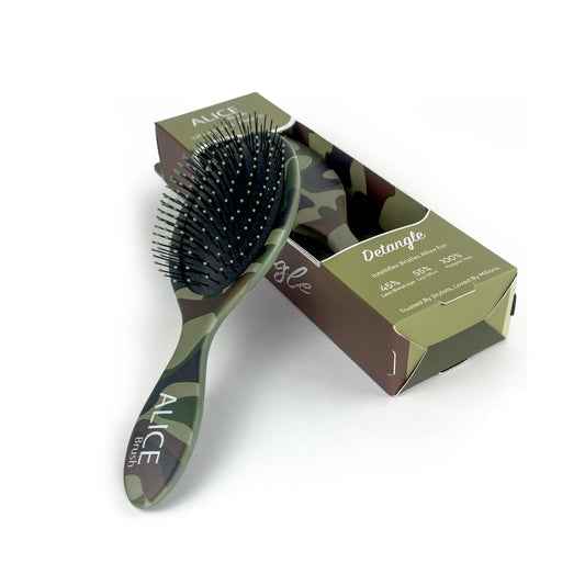 Alice Detangler Hair Brush Collection – Galaxy, Tropical & Gradient Designs – Soft Bristles, No-Pull Grip – For Wet & Dry Hair (Army)