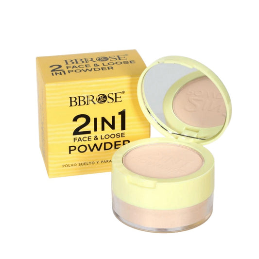 بودرة الوجه والبودرة السائبة 2 في 1 من بي بي روز - تحكم مزدوج في اللمسة النهائية